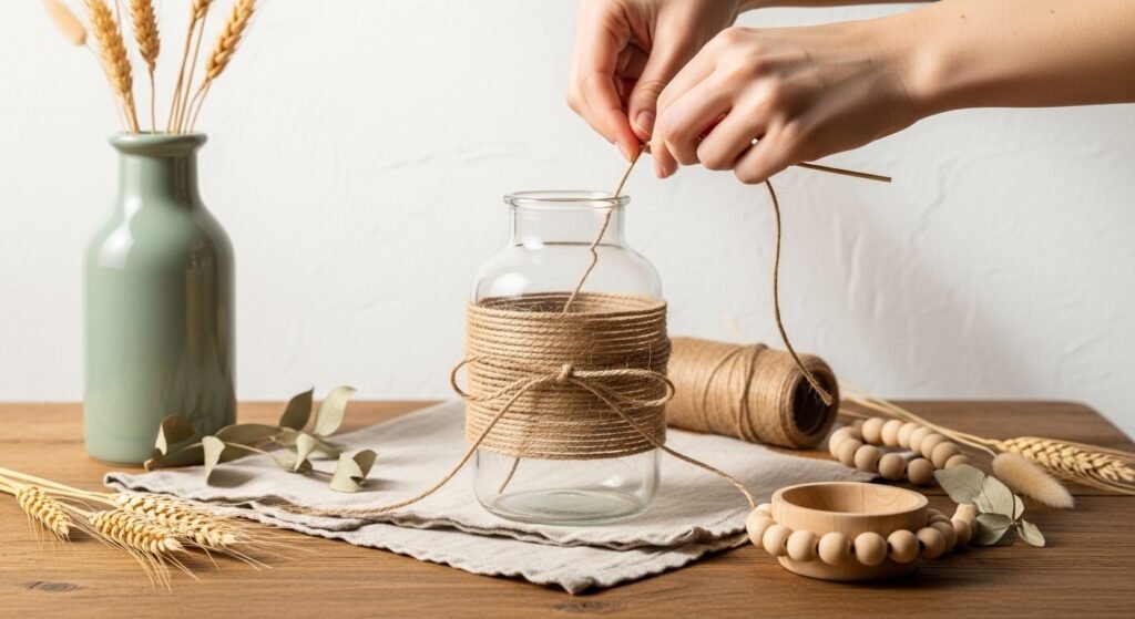 How to Decorate a Vase with Twine for a Rustic Textured and Charming Farmhouse Style Look